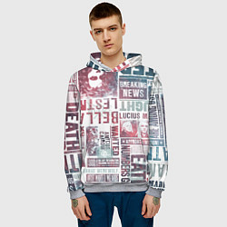 Толстовка-худи мужская Паттерн газеты - Гарри Поттер Сириус Блэк и Люциус, цвет: 3D-меланж — фото 2