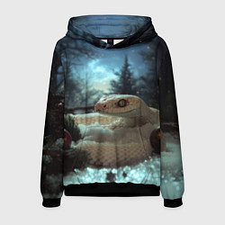 Мужская толстовка Белая змея и новогодние шары