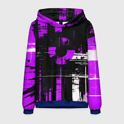 Мужская толстовка Фиолетово-белый гранж на чёрном фоне
