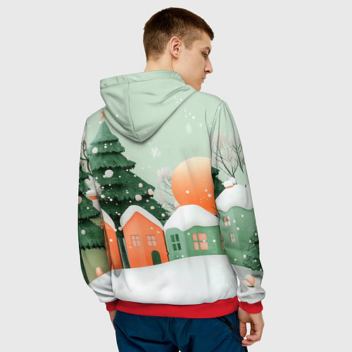 Мужская толстовка Новогодняя змейка в шарфике / 3D-Красный – фото 4