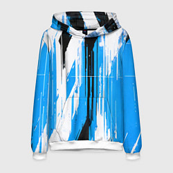 Мужская толстовка Вертикальные чёрно-белые линии на синем фоне