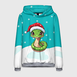 Мужская толстовка Змейка в новогодней шапочке