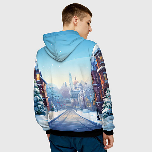 Мужская толстовка Довольная новогодняя змейка 2025 / 3D-Черный – фото 4