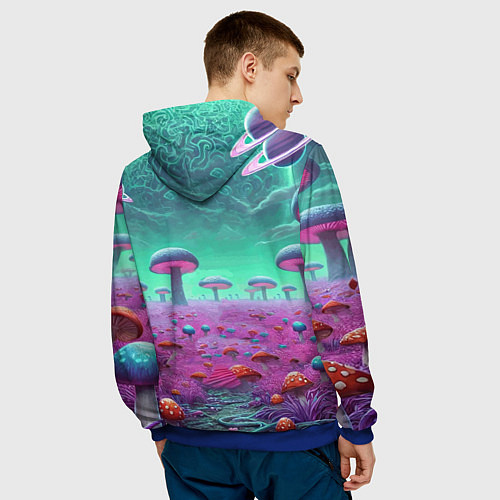 Мужская толстовка Рик и Морту на сказочной грибной планете - нейроар / 3D-Синий – фото 4