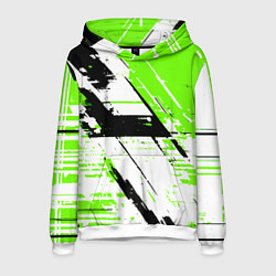 Мужская толстовка Diagonal black and green stripes on a white backgr