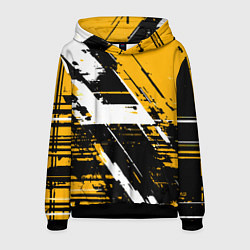 Мужская толстовка Diagonal black and white stripes on a yellow backg