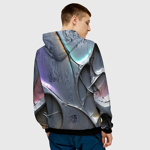 Мужская толстовка Полированный серебряный металл / 3D-Черный – фото 4