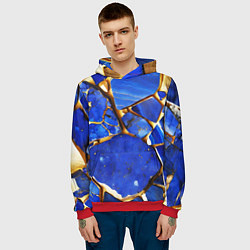 Толстовка-худи мужская A gold mineral in a blue stone, цвет: 3D-красный — фото 2