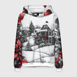 Мужская толстовка Бело-красное новогоднее настроение