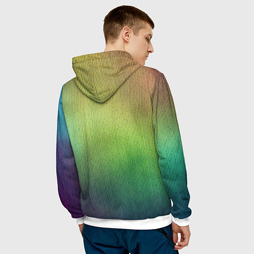 Мужская толстовка Цветной металл с градиентом / 3D-Белый – фото 4