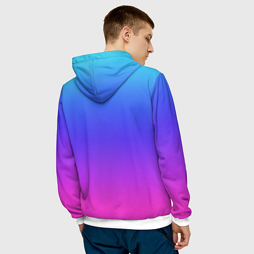 Мужская толстовка Градиент закат сине-розовый / 3D-Белый – фото 4