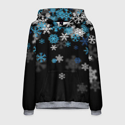 Толстовка-худи мужская Снежинки объемные, цвет: 3D-меланж