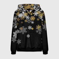 Мужская толстовка Снежинки объемные золотистые