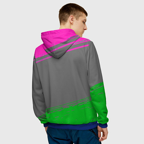 Мужская толстовка Tekken краски неоновые / 3D-Синий – фото 4