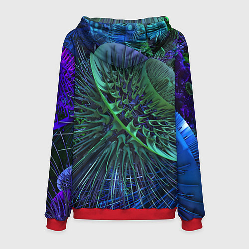 Мужская толстовка Фрактальный узор шипы / 3D-Красный – фото 2