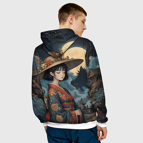 Мужская толстовка Аниме таинственная шляпка / 3D-Белый – фото 4