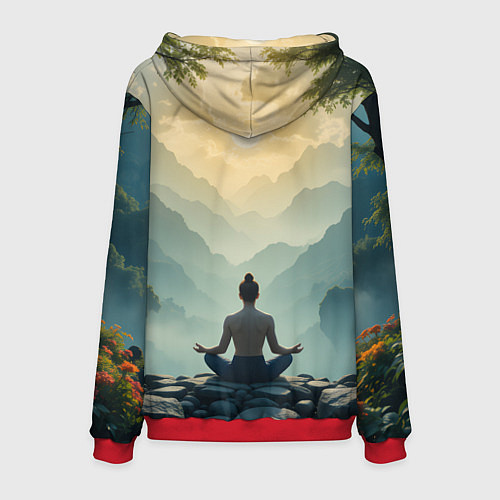Мужская толстовка Медитация на рассвете / 3D-Красный – фото 2