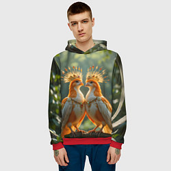 Толстовка-худи мужская Влюбленные птички с коронами, цвет: 3D-красный — фото 2