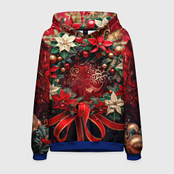 Мужская толстовка Новогодний венок с пуансеттией - нейросеть