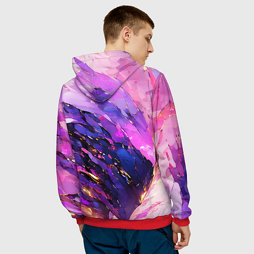 Мужская толстовка Фиолетово-розовая абстракция / 3D-Красный – фото 4