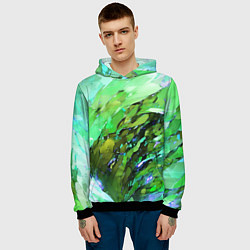 Толстовка-худи мужская Зелёная абстракция, цвет: 3D-черный — фото 2