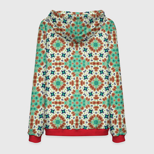 Мужская толстовка Восточный пляжный орнамент зелено коричневый / 3D-Красный – фото 2