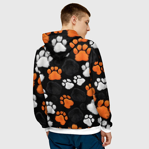 Мужская толстовка Мохнатые лапки / 3D-Белый – фото 4