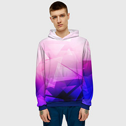 Толстовка-худи мужская Неоновая геометрия осколки, цвет: 3D-синий — фото 2