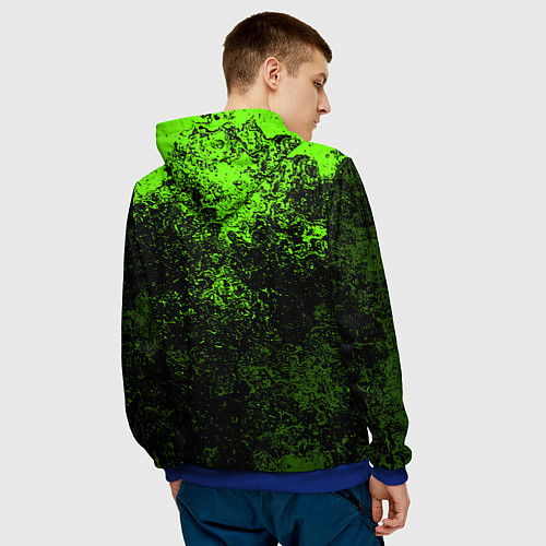 Мужская толстовка Зеленые брызги красок / 3D-Синий – фото 4