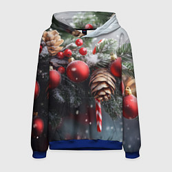 Мужская толстовка Новогодние украшения на ветках
