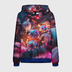 Мужская толстовка Новогодние шары и фиолетовые блески