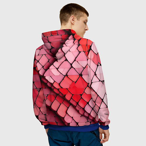 Мужская толстовка Красные рельефные плитки / 3D-Синий – фото 4