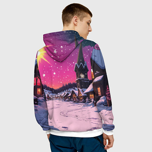 Мужская толстовка Закат рождества / 3D-Белый – фото 4