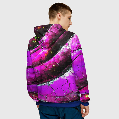 Мужская толстовка Розовая волнистая абстракция / 3D-Синий – фото 4