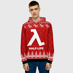 Толстовка-худи мужская Новогодний Half-Life с оленями, цвет: 3D-черный — фото 2