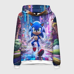 Мужская толстовка Sonic в неоновом городе