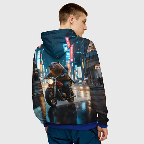 Мужская толстовка Капибара байкер / 3D-Синий – фото 4