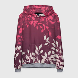Мужская толстовка Листья на бордовом фоне - нейросеть