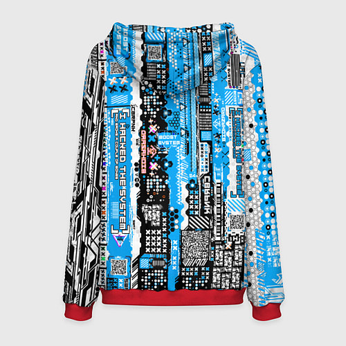 Мужская толстовка Киберпанк паттерн синий / 3D-Красный – фото 2