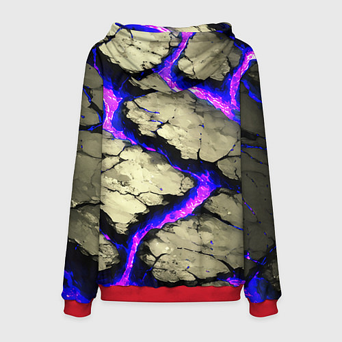 Мужская толстовка Треснувший камень фиолетовый / 3D-Красный – фото 2