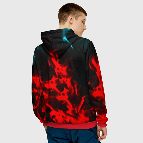 Мужская толстовка Portal flame steel game / 3D-Красный – фото 4