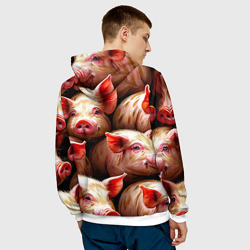 Мужская толстовка Поросята / 3D-Белый – фото 4