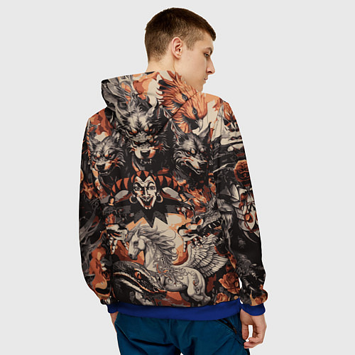 Мужская толстовка Логотип король и шут на фоне мифических животных / 3D-Синий – фото 4