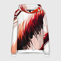 Мужская толстовка Чёрно-красные острые полосы на белом фоне