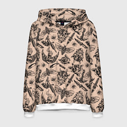 Мужская толстовка Татуировка с цикадой и демоном Они - паттерн