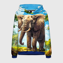 Толстовка-худи мужская Огромный слон, цвет: 3D-синий