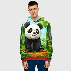 Толстовка-худи мужская Пандочка в лесу, цвет: 3D-красный — фото 2