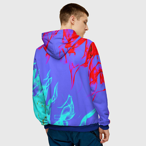 Мужская толстовка Portal 2 neon flame steel / 3D-Синий – фото 4