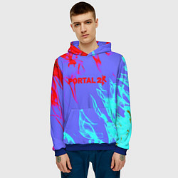 Толстовка-худи мужская Portal 2 neon flame steel, цвет: 3D-синий — фото 2