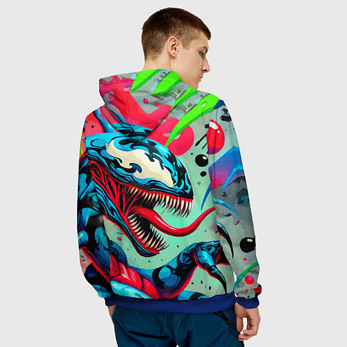 Мужская толстовка Свирепый Веном - граффити / 3D-Синий – фото 4